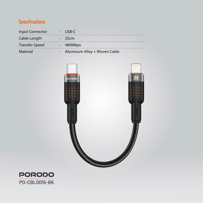Porodo Braided USB-C to Lightning Fast Charging Cable