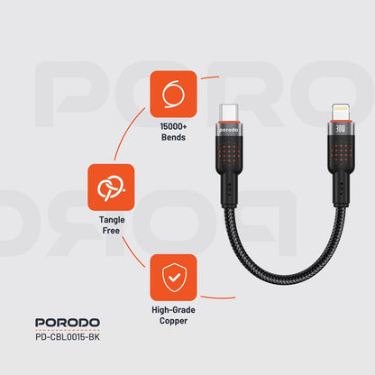 Porodo Braided USB-C to Lightning Fast Charging Cable