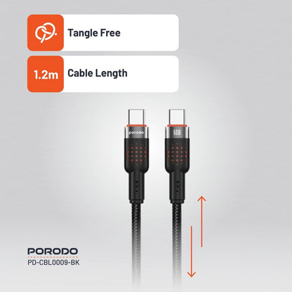 Porodo USB C to USB C Aluminum Braided Fast Charging Cable