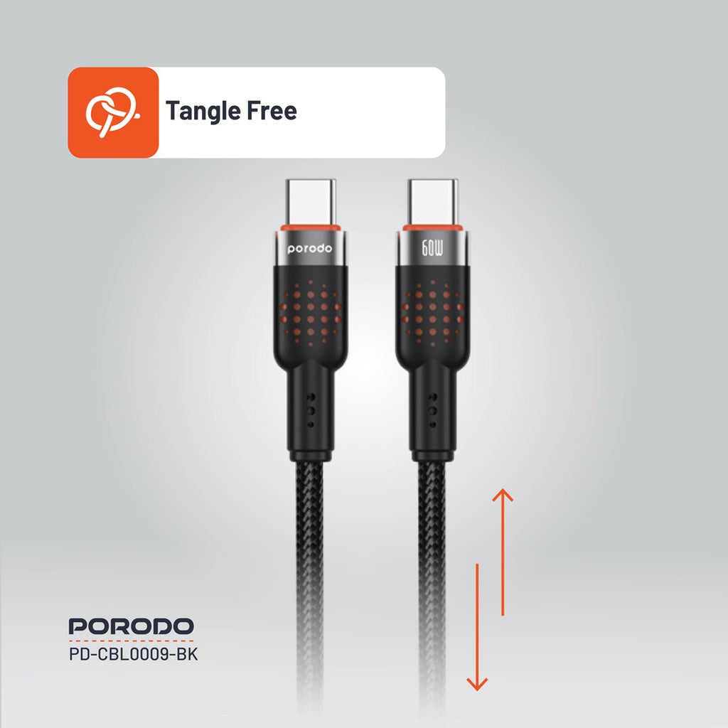 Porodo USB C to USB C Aluminum Braided Fast Charging Cable