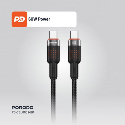 Porodo USB C to USB C Aluminum Braided Fast Charging Cable