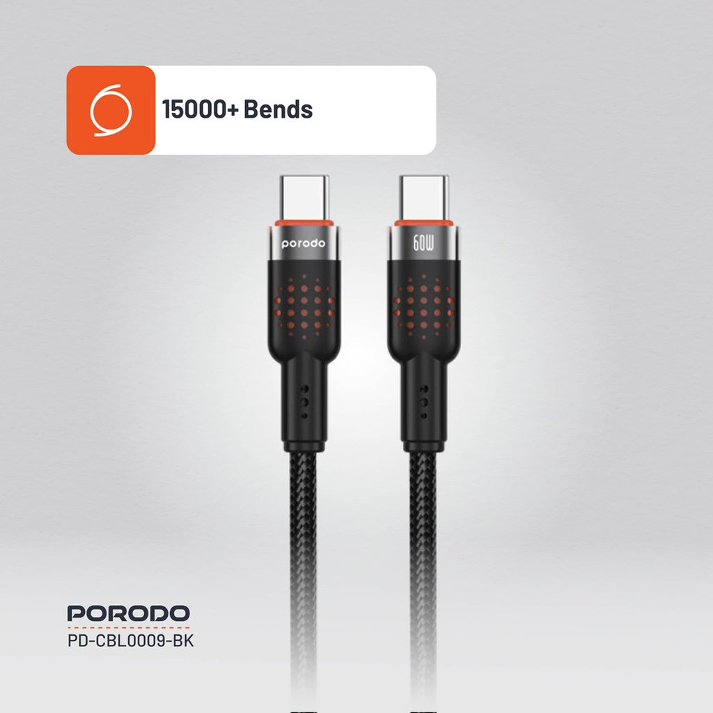 Porodo USB C to USB C Aluminum Braided Fast Charging Cable
