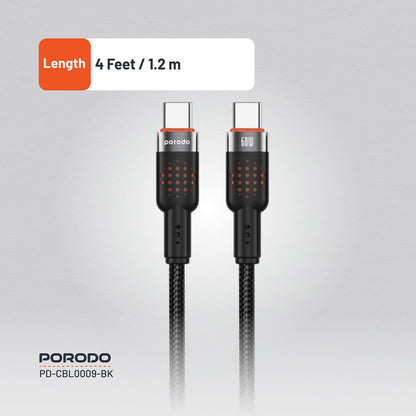 Porodo USB C to USB C Aluminum Braided Fast Charging Cable