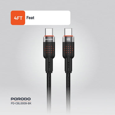 Porodo USB C to USB C Aluminum Braided Fast Charging Cable