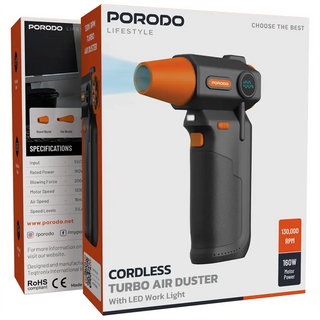 Porodo Lifestyle Cordless Turbo Air Duster with LED Work Light - Black.webp