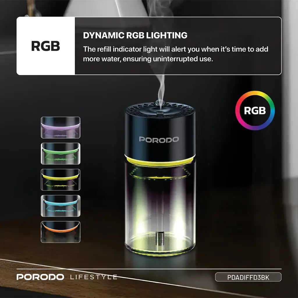 Porodo Valencia Smart Aroma Diffuser - Black PDADIFFD3BK