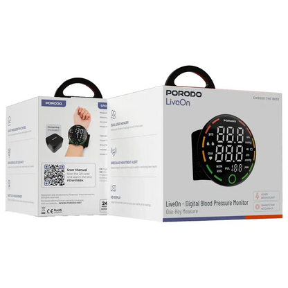 Porodo LiveOn - Digital Blood Pressure Monitor with One-Key Measure - Black5.webp