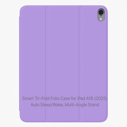 Smart Tri-Fold Folio Case for iPad 10 A16 (2025) – Auto Sleep/Wake, Multi-Angle Stand with pen slot