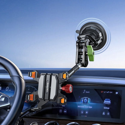 LanParte RBA-T01L Metal Five-Claw Car Phone Holder with Extended Arm & Vacuum Suction Mount