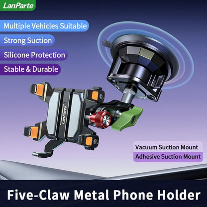 LanParte RBA-T01L Metal Five-Claw Car Phone Holder with Extended Arm & Vacuum Suction Mount