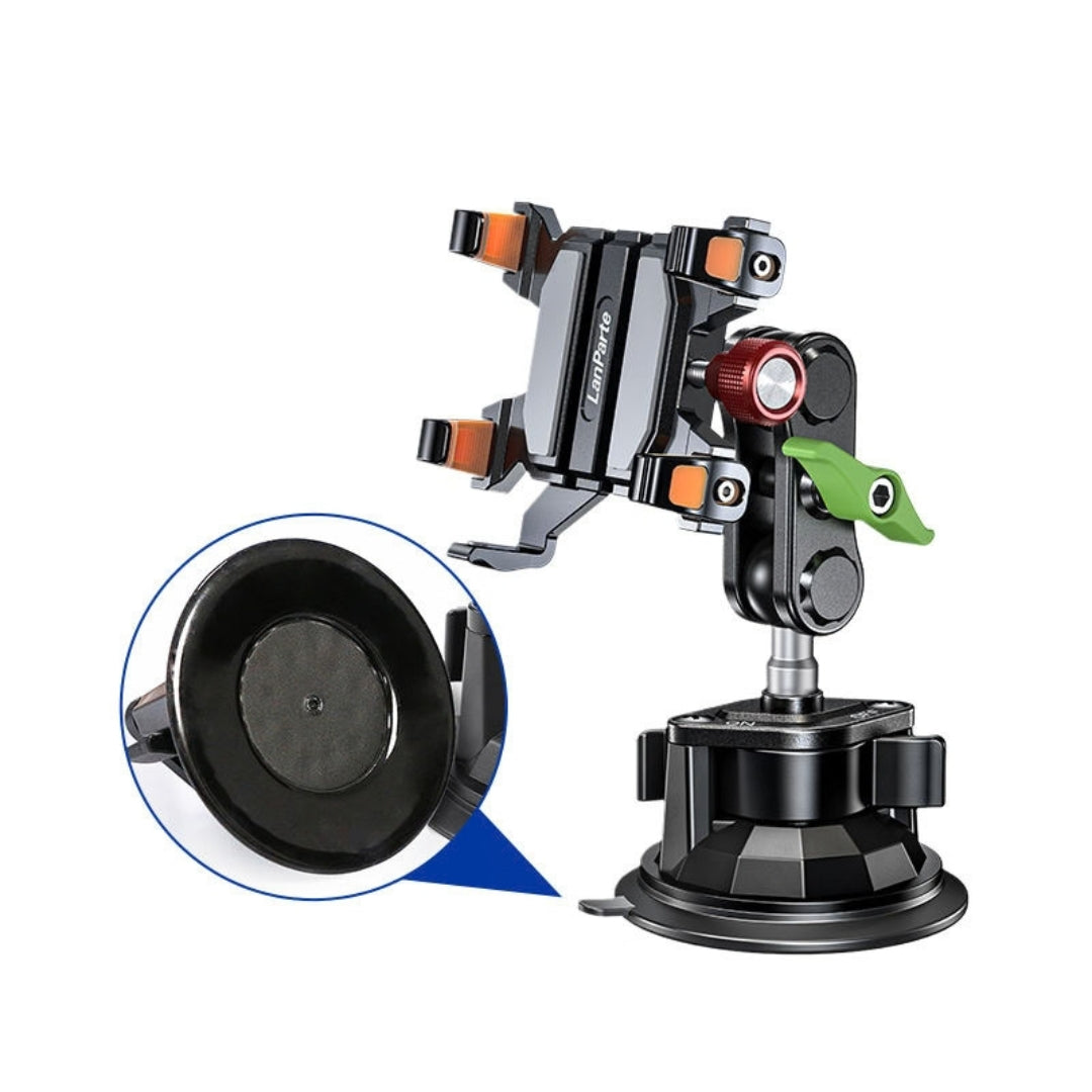 LanParte RBA-T01L Metal Five-Claw Car Phone Holder with Extended Arm & Vacuum Suction Mount