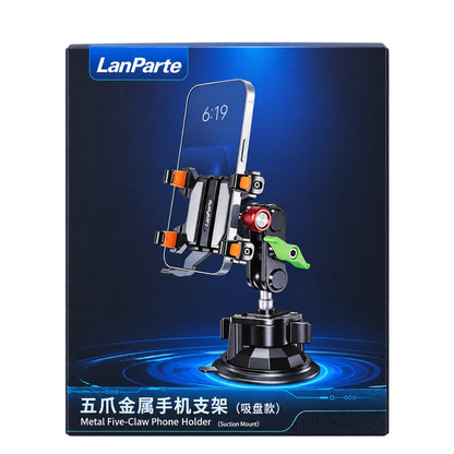 LanParte RBA-T01L Metal Five-Claw Car Phone Holder with Extended Arm & Vacuum Suction Mount