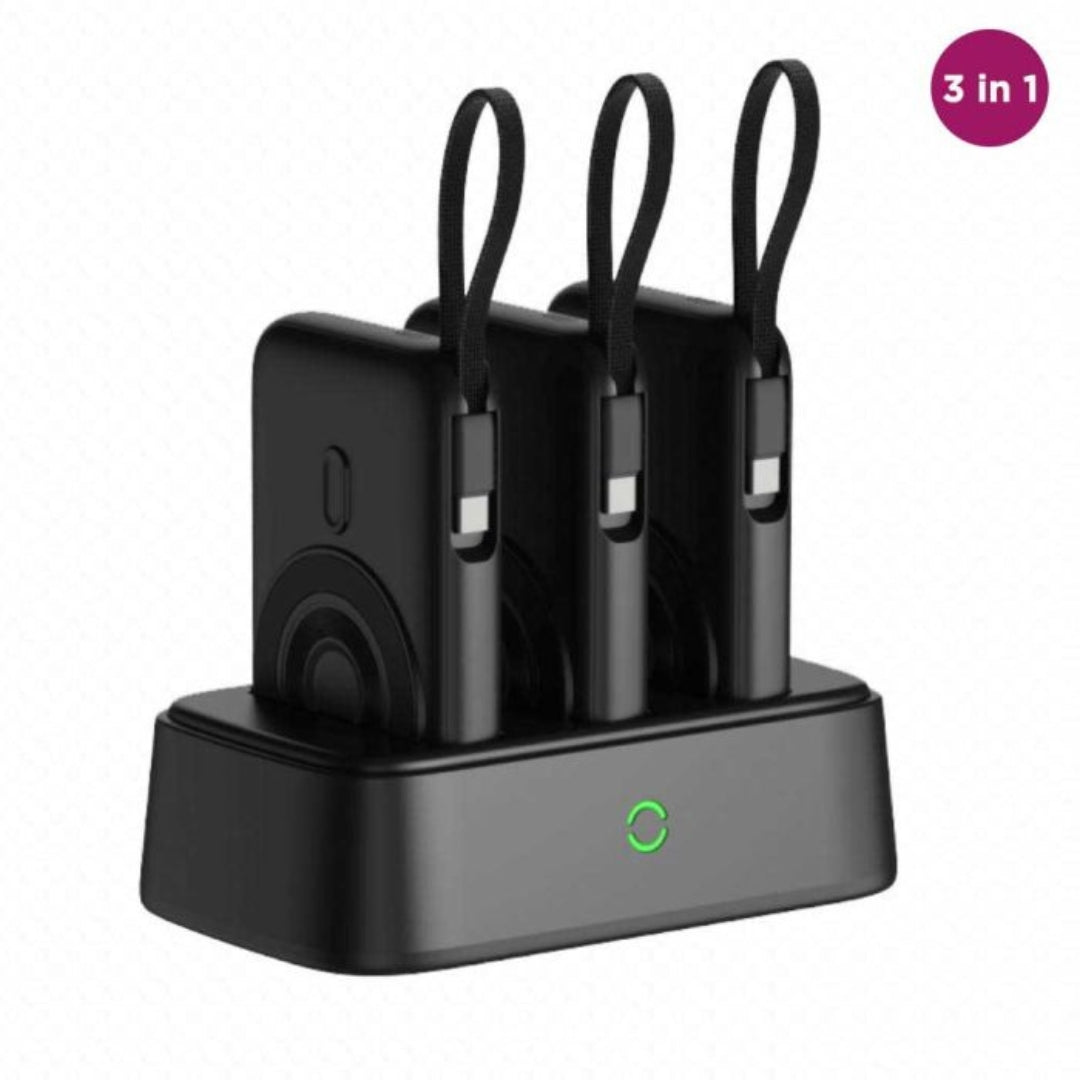 GIZZY 6-in-1 / 3-in-1 Magnetic Charging Station with 10000mAh Power Banks & 15W Wireless Charging – Black