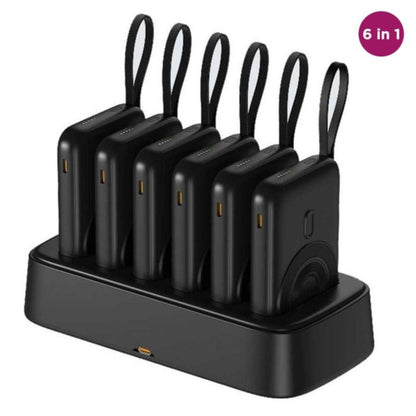 GIZZY 6-in-1 / 3-in-1 Magnetic Charging Station with 10000mAh Power Banks & 15W Wireless Charging – Black