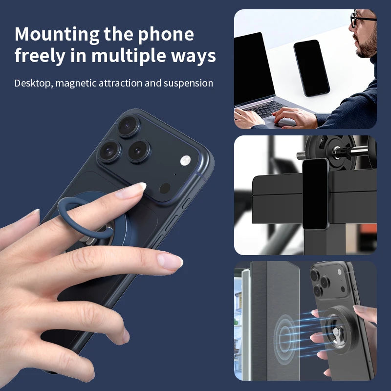 Mobile Phone Dual Magnetic Finger Ring Holder for Magsafe