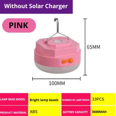 Solar Camping Lamp LED Emergency Lights - High Power Portable Lantern for Outdoor Tent Fishing Work 4800 Ma - Saif Al Najmi Kw