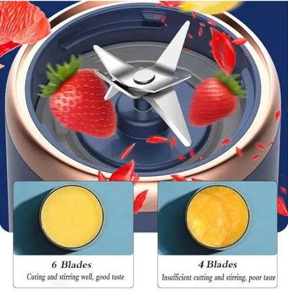 Portable Electric Juicer Blender - USB Rechargeable Mini Juicer Cup for Fruit & Vegetables (Pink) - Saif Al Najmi Kw