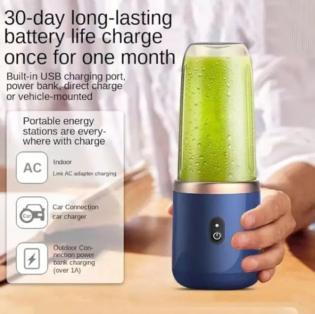 Portable Electric Juicer Blender - USB Rechargeable Mini Juicer Cup for Fruit & Vegetables (Pink) - Saif Al Najmi Kw