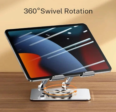 DRAGON SLAY Heavy Duty Tablet Stand - Adjustable Height & Angle, 360° Rotate for 4-12 Inch Tablets & Phones (J18) - Space Grey - Saif Al Najmi Kw