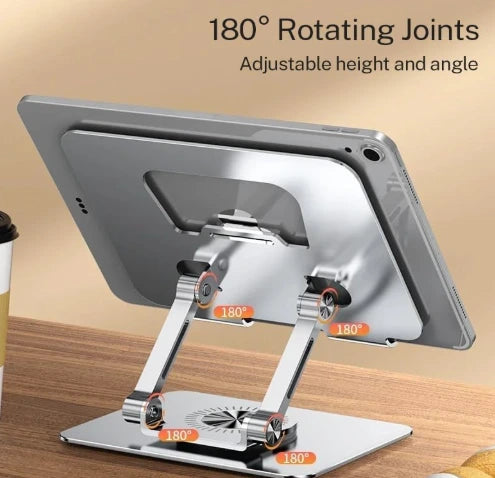 DRAGON SLAY Heavy Duty Tablet Stand - Adjustable Height & Angle, 360° Rotate for 4-12 Inch Tablets & Phones (J18) - Space Grey - Saif Al Najmi Kw