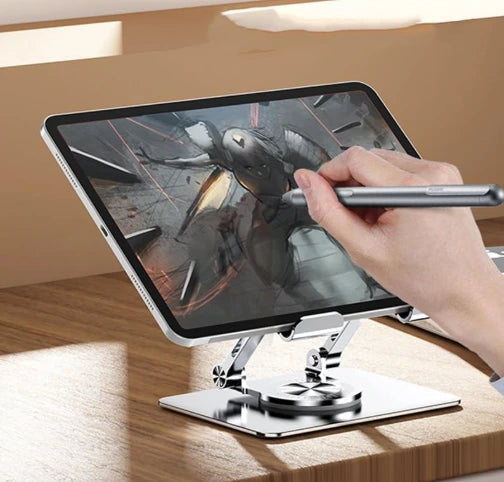 DRAGON SLAY Heavy Duty Tablet Stand - Adjustable Height & Angle, 360° Rotate for 4-12 Inch Tablets & Phones (J18) - Space Grey - Saif Al Najmi Kw
