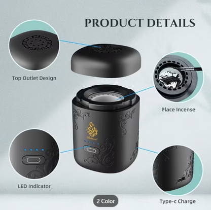 Mini Electronic Bukhoor Incense Holder – USB Rechargeable