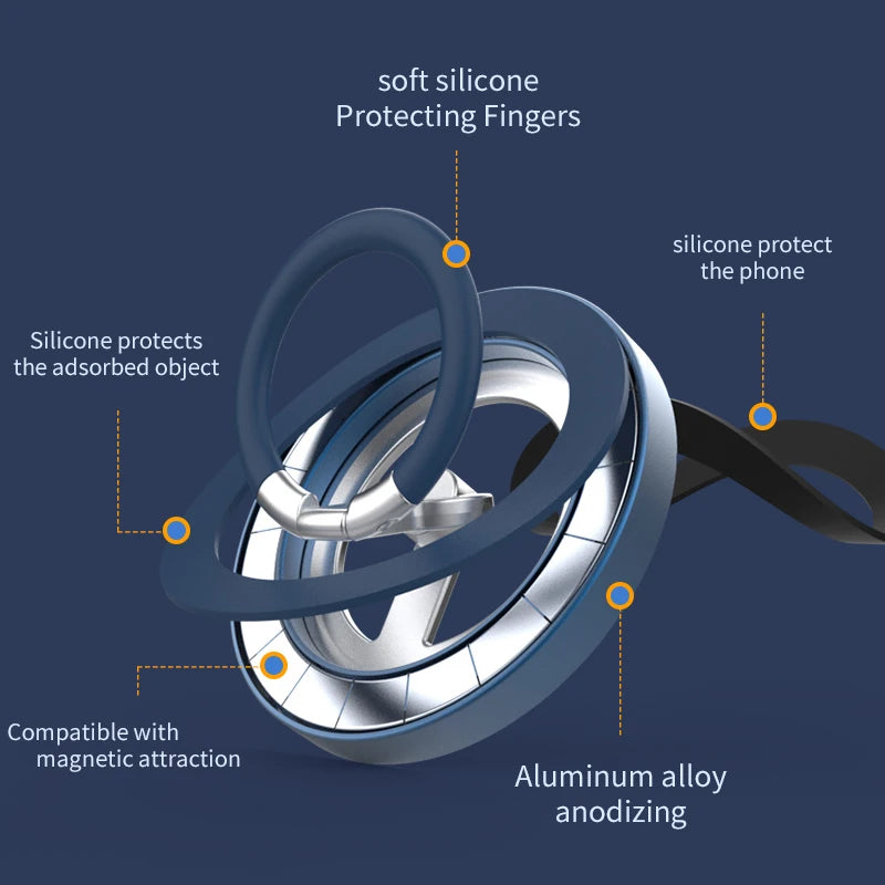 Mobile Phone Dual Magnetic Finger Ring Holder for Magsafe