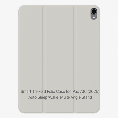 Smart Tri-Fold Folio Case for iPad 10 A16 (2025) – Auto Sleep/Wake, Multi-Angle Stand with pen slot