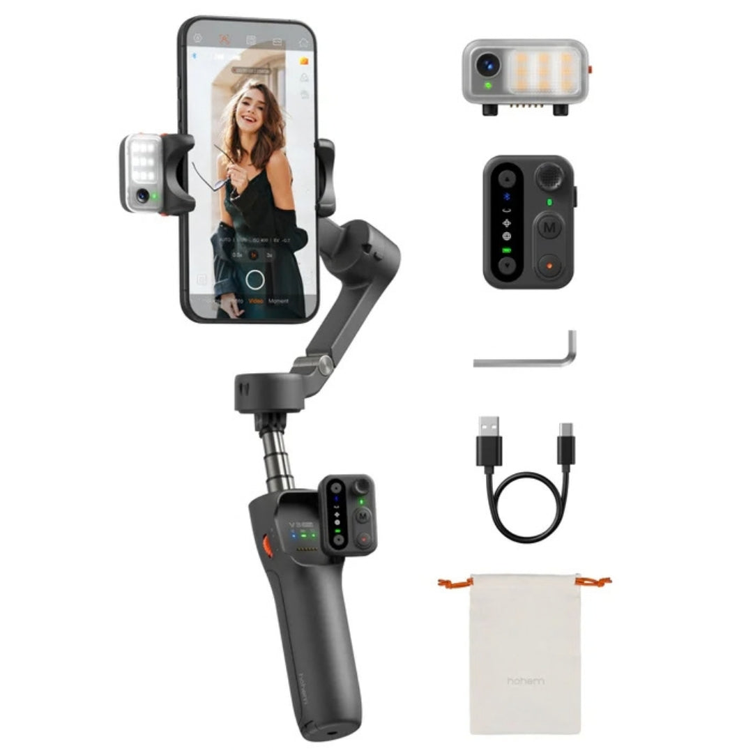 Hohem iSteady V3 3-Axis Smartphone Gimbal with Magnetic AI Tracker, Fill Light & Extension Rod