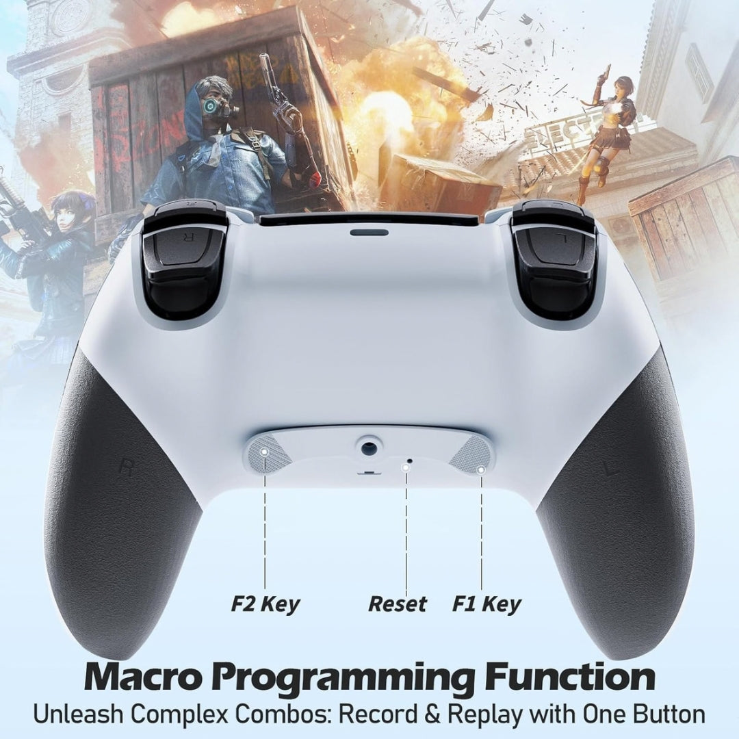 VIPLATINA VM13 Wireless Gaming Controller for PS5, PS4 & PC with Dual Vibration, 6-Axis Gyroscope & Macro Keys