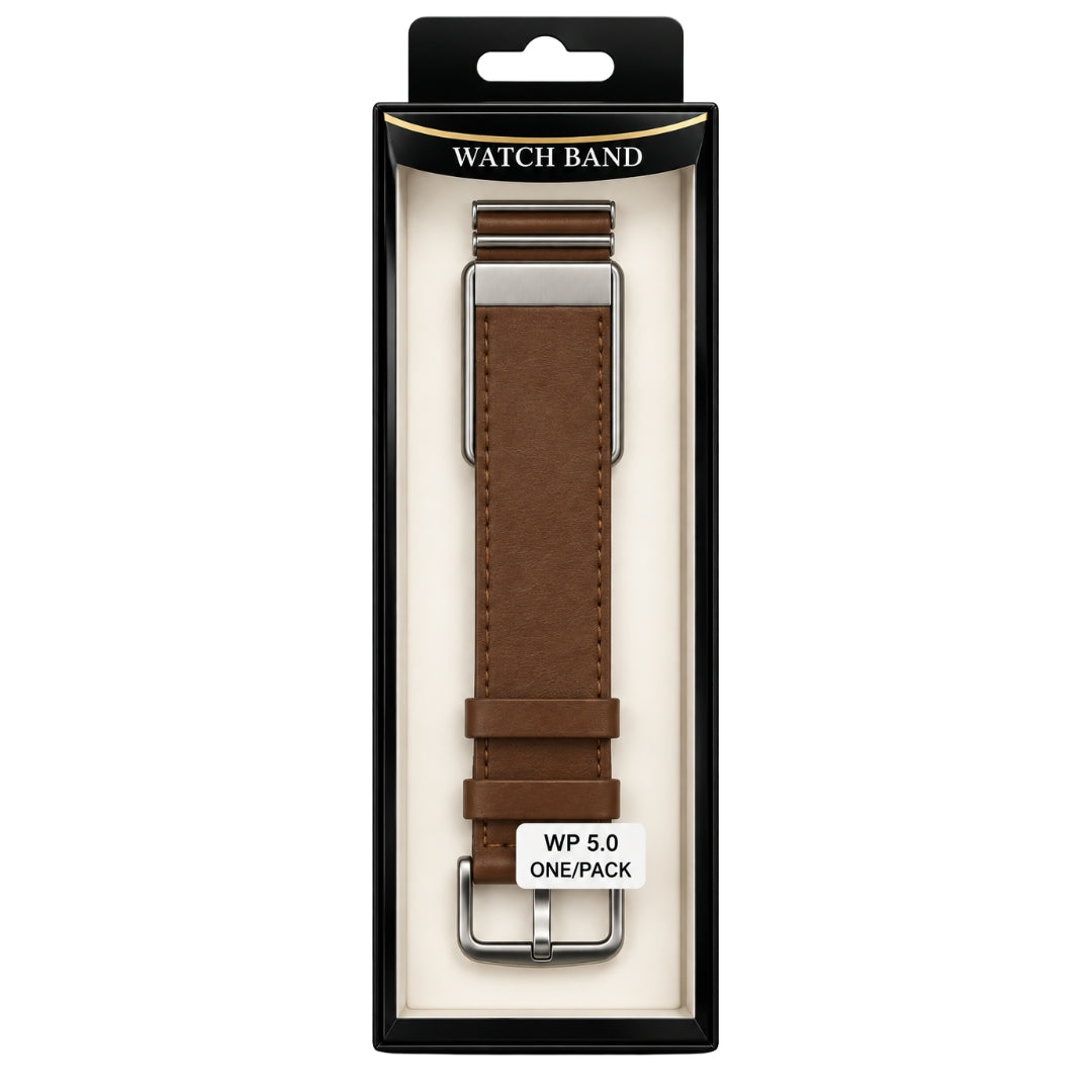 Classic Leather-Style Watch Band – Brown / Black