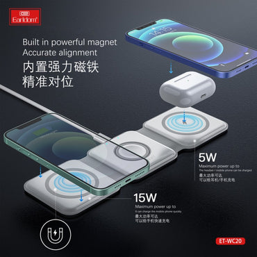 Earldom WC20 4-in-1 Magnetic Wireless Charger – Fast Charging Dock