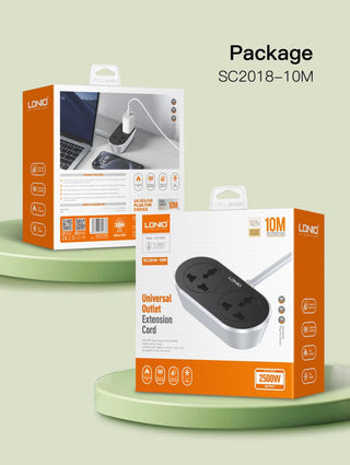 LDNIO SC2018 10M 2 AC Outlet Universal Extension Power Socket