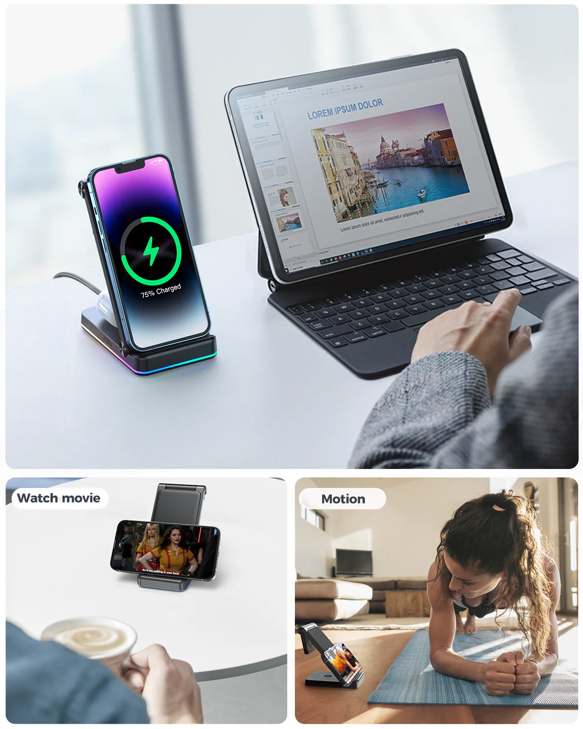 Joyroom JR-WQN01 3-in-1 Foldable Wireless Charging Station - Saif Al Najmi Kw