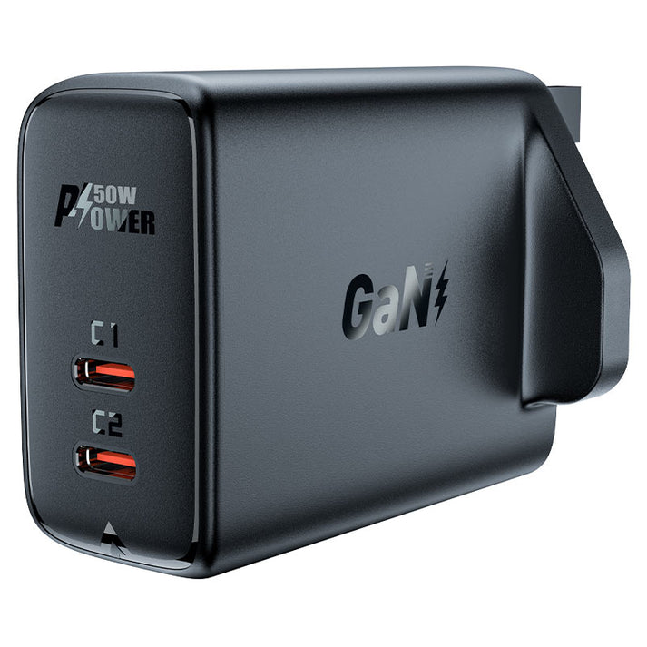 Acefast A32 GaN 50W Fast Charger – Dual USB - C | UK Plug - Saif Al Najmi KwChargersACEFASTSaif Al Najmi KwBlackAcefast A32 GaN 50W Fast Charger – Dual USB - C | UK Plug