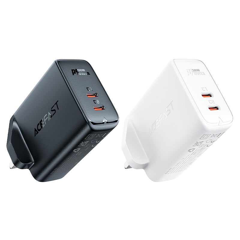 Acefast A32 GaN 50W Fast Charger – Dual USB-C | UK Plug