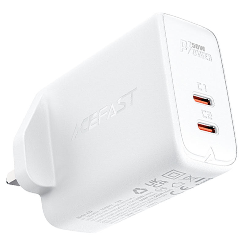 Acefast A32 GaN 50W Fast Charger – Dual USB-C | UK Plug