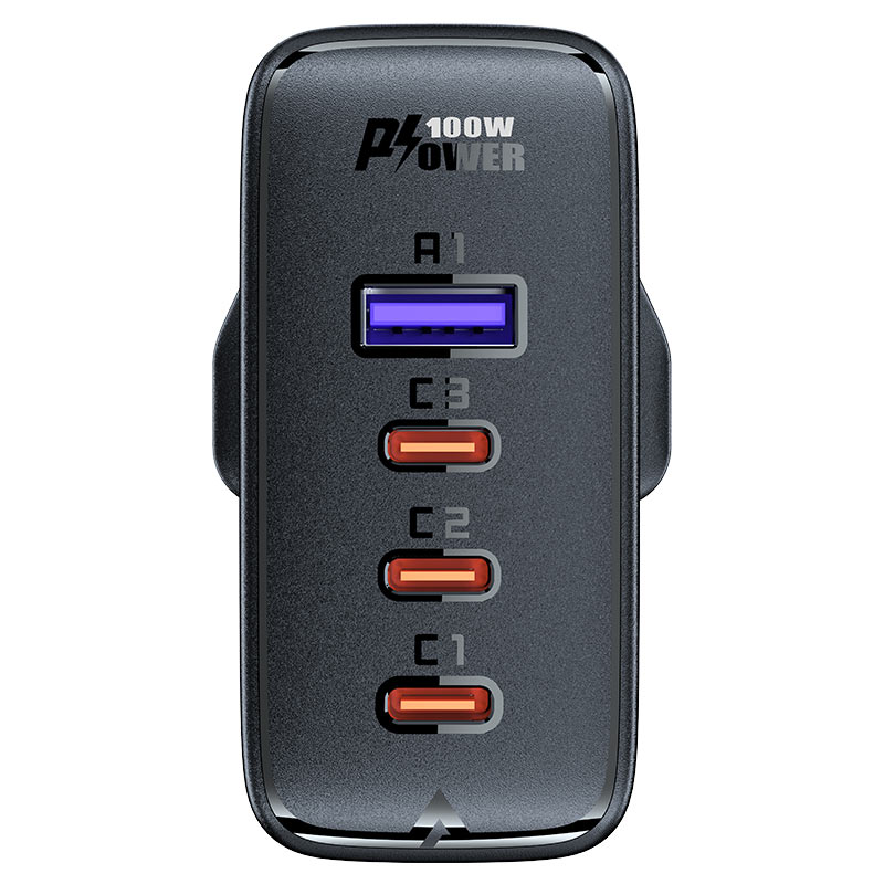 Acefast A40 GaN 100W Fast Charger – UK Plug + 4 Ports & Cable