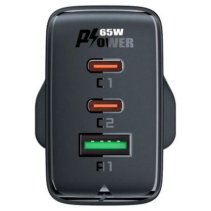 Acefast A44 GaN 65W Fast Charger – UK Plug with 3 Ports