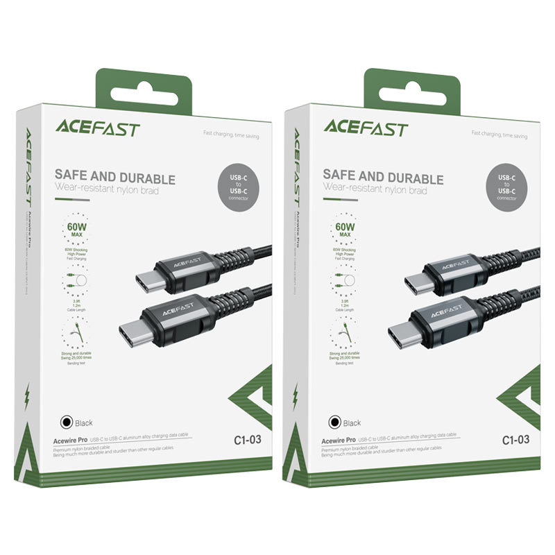 Acefast C1-03 USB-C to USB-C Charging & Data Cable – 60W, 1.2m
