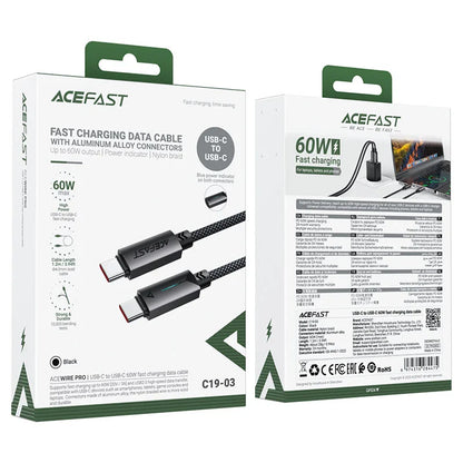 Acefast C19-03 USB-C to USB-C Charging & Data Cable – 60W, 1.2m