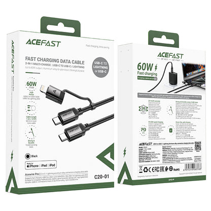 Acefast C20-01 USB-C to Lightning / USB-C Fast Charging Cable