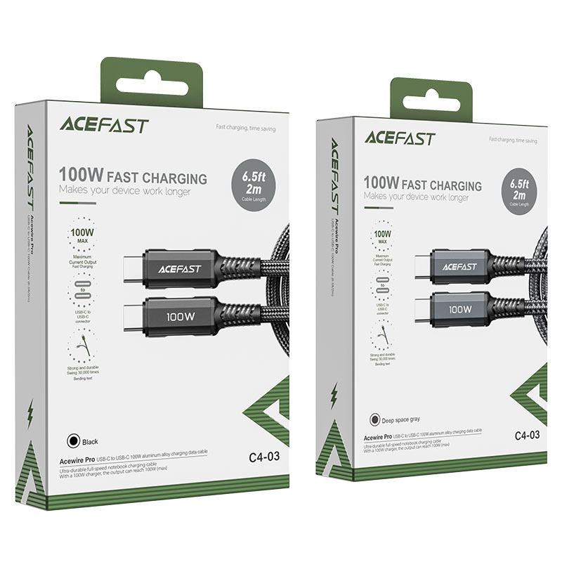 Acefast C4-03 USB-C to USB-C 100W Cable – 2m with E-Marker Chip
