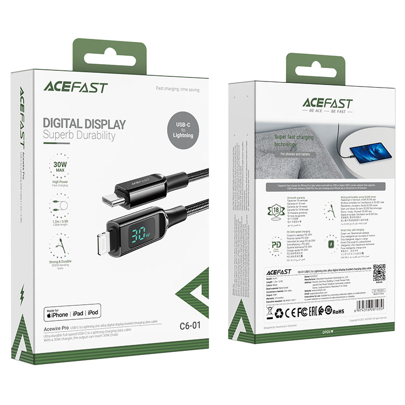 Acefast C6 - 01 USB - C to Lightning Charging & Data Cable - Saif Al Najmi KwData CablesACEFASTSaif Al Najmi KwAcefast C6 - 01 USB - C to Lightning Charging & Data Cable