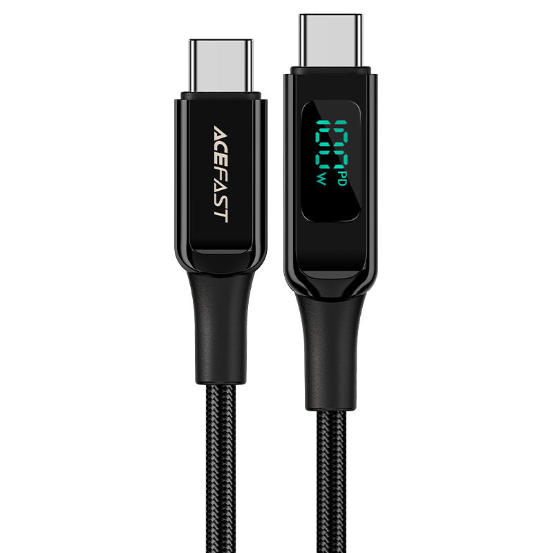 Acefast C6 - 03 100W USB - C to USB - C Charging Cable – 2m LED Display - Saif Al Najmi KwData CablesACEFASTSaif Al Najmi KwC6-03133262BlackAcefast C6 - 03 100W USB - C to USB - C Charging Cable – 2m LED Display
