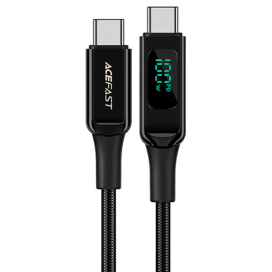Acefast C6 - 03 100W USB - C to USB - C Charging Cable – 2m LED Display - Saif Al Najmi KwData CablesACEFASTSaif Al Najmi KwC6-03133262BlackAcefast C6 - 03 100W USB - C to USB - C Charging Cable – 2m LED Display
