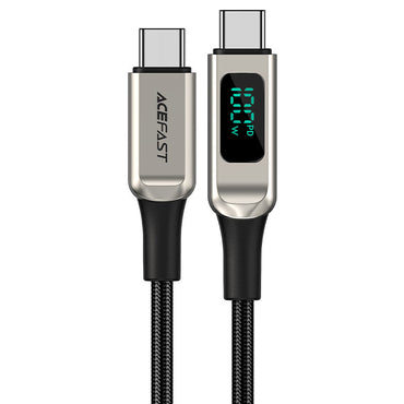 Acefast C6 - 03 100W USB - C to USB - C Charging Cable – 2m LED Display - Saif Al Najmi KwData CablesACEFASTSaif Al Najmi KwC6-04GreyAcefast C6 - 03 100W USB - C to USB - C Charging Cable – 2m LED Display