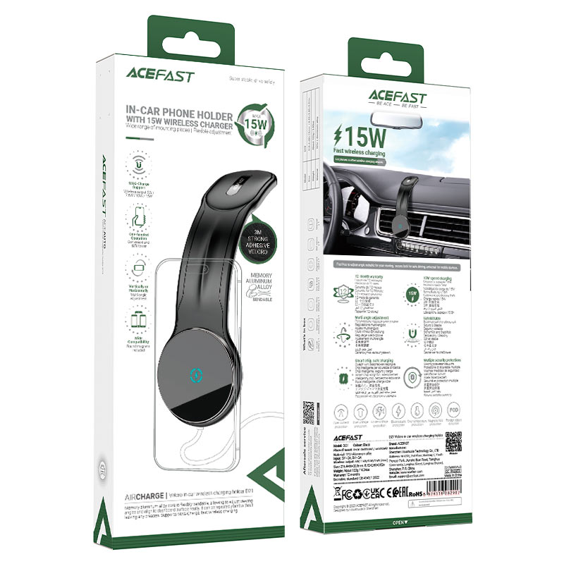 Acefast D21 Magnetic Wireless Car Charger – 15W Dashboard Mount