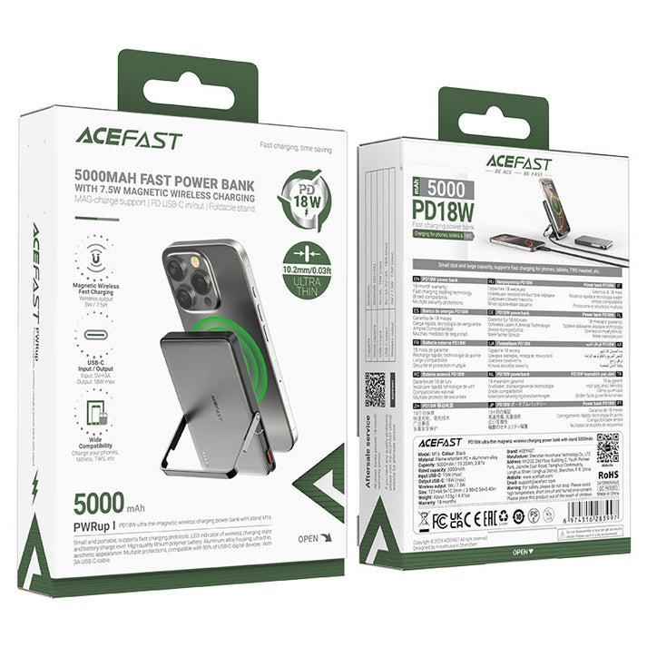 Acefast M16 5000mAh Magnetic Wireless Power Bank – 18W PD - Saif Al Najmi KwWireless Power BanksACEFASTSaif Al Najmi KwAcefast M16 5000mAh Magnetic Wireless Power Bank – 18W PD