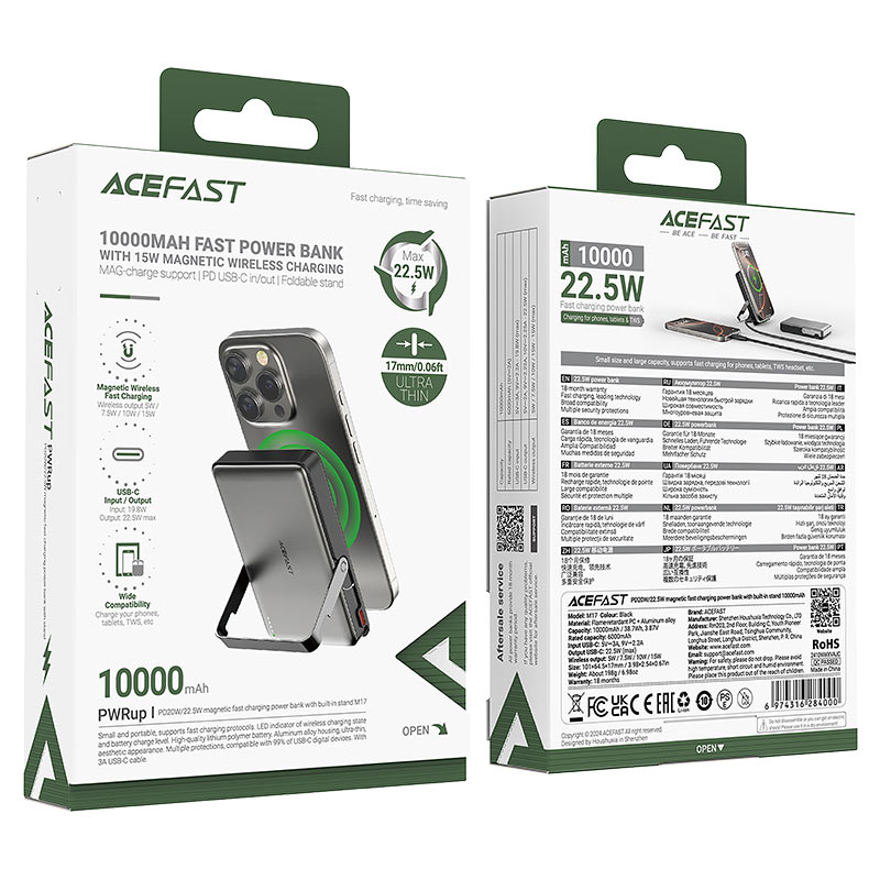 Acefast M17 10000mAh Magnetic Wireless Power Bank – 22.5W